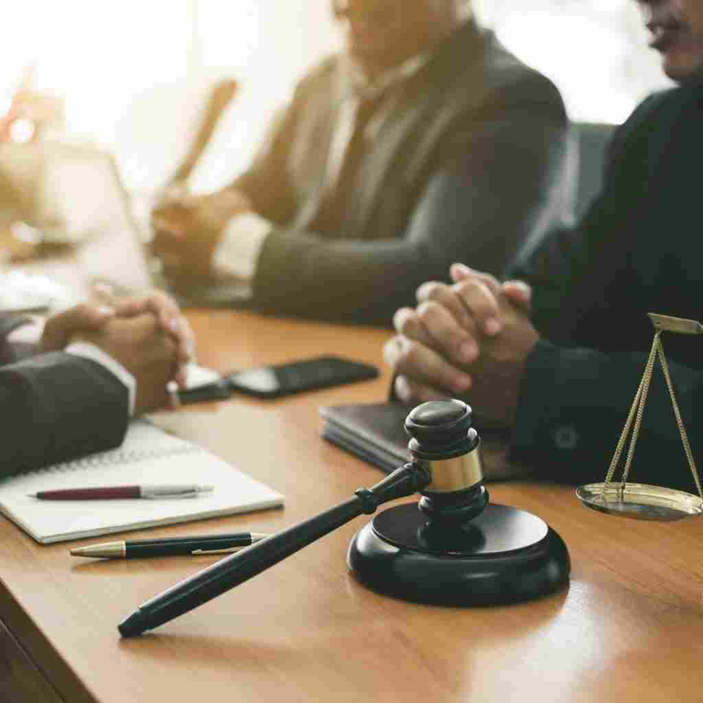 Lawyers speaking to clients
